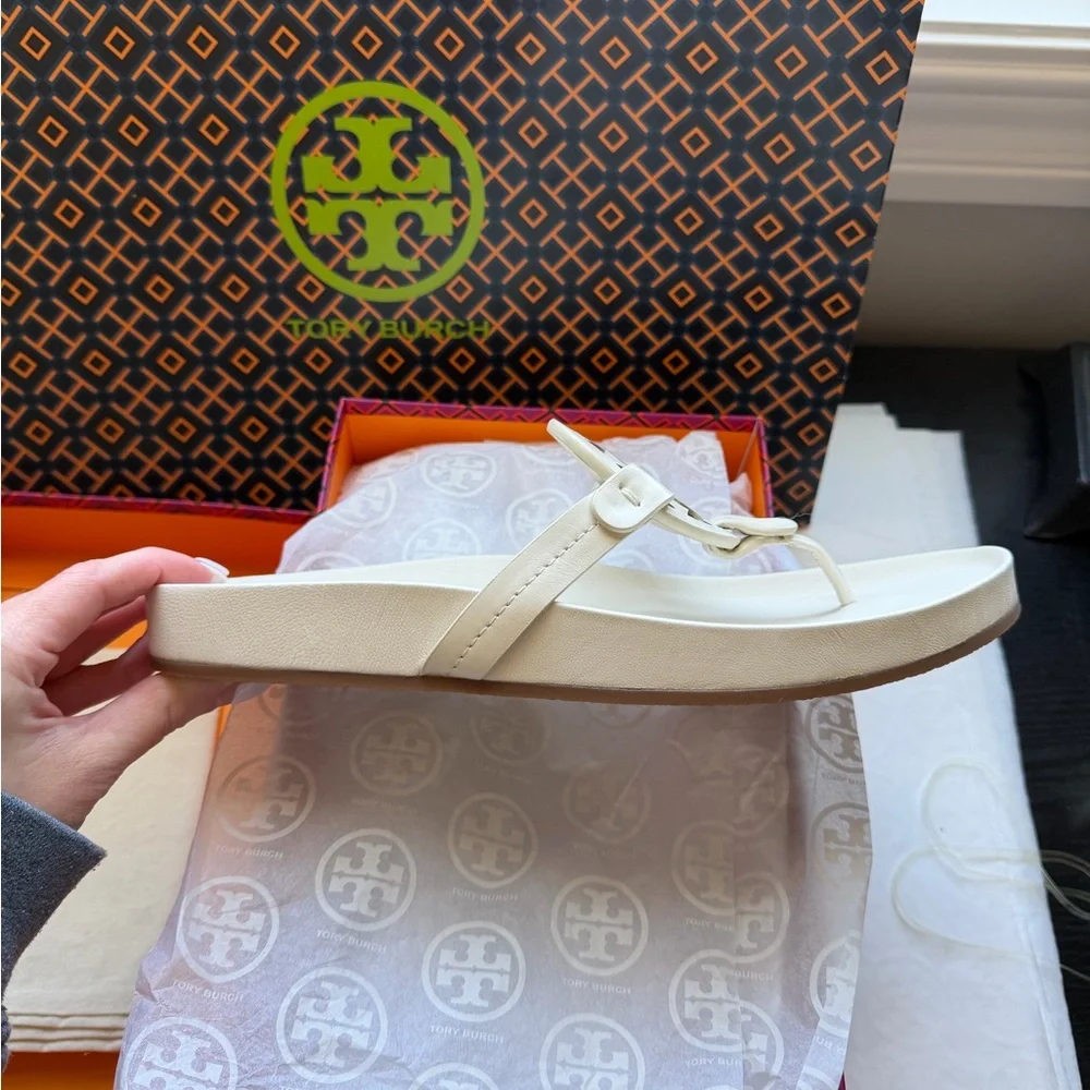 Tory Burch Miller Cloud Leather Sandal New Ivory Size 9.5